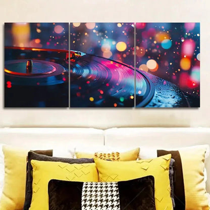 3pcs Close Up Of Music Played Record Player Metal Print Ready to Hang Art