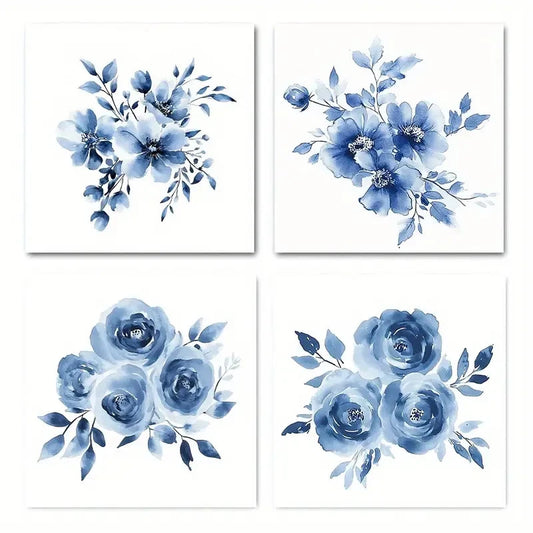 4pcsElegant FloralWall Art Canvas Framed