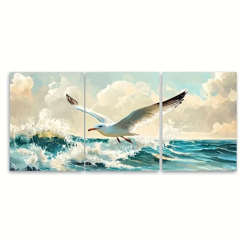 3pcs Coastal Elegance Fine Deco Poster Art Metal Print Ready to Hang Art