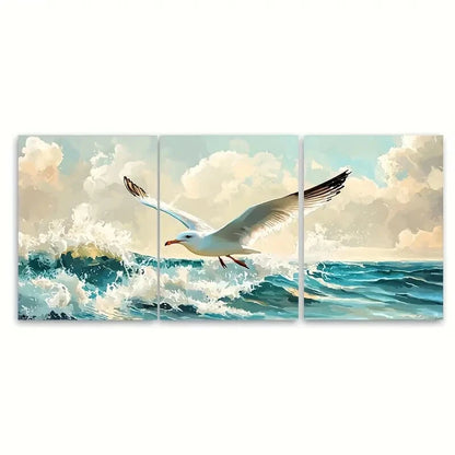 3pcs Coastal Elegance Fine Deco Poster Art Metal Print Ready to Hang Art