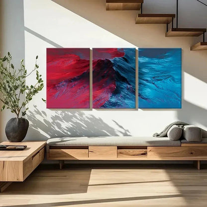 3pcs Modern Abstract Fantasy Red and Blue Wall Art Set Canvas Framed 40x60cm - High Quality Print 100% Australian Made Wall Canvas Ready to Hang