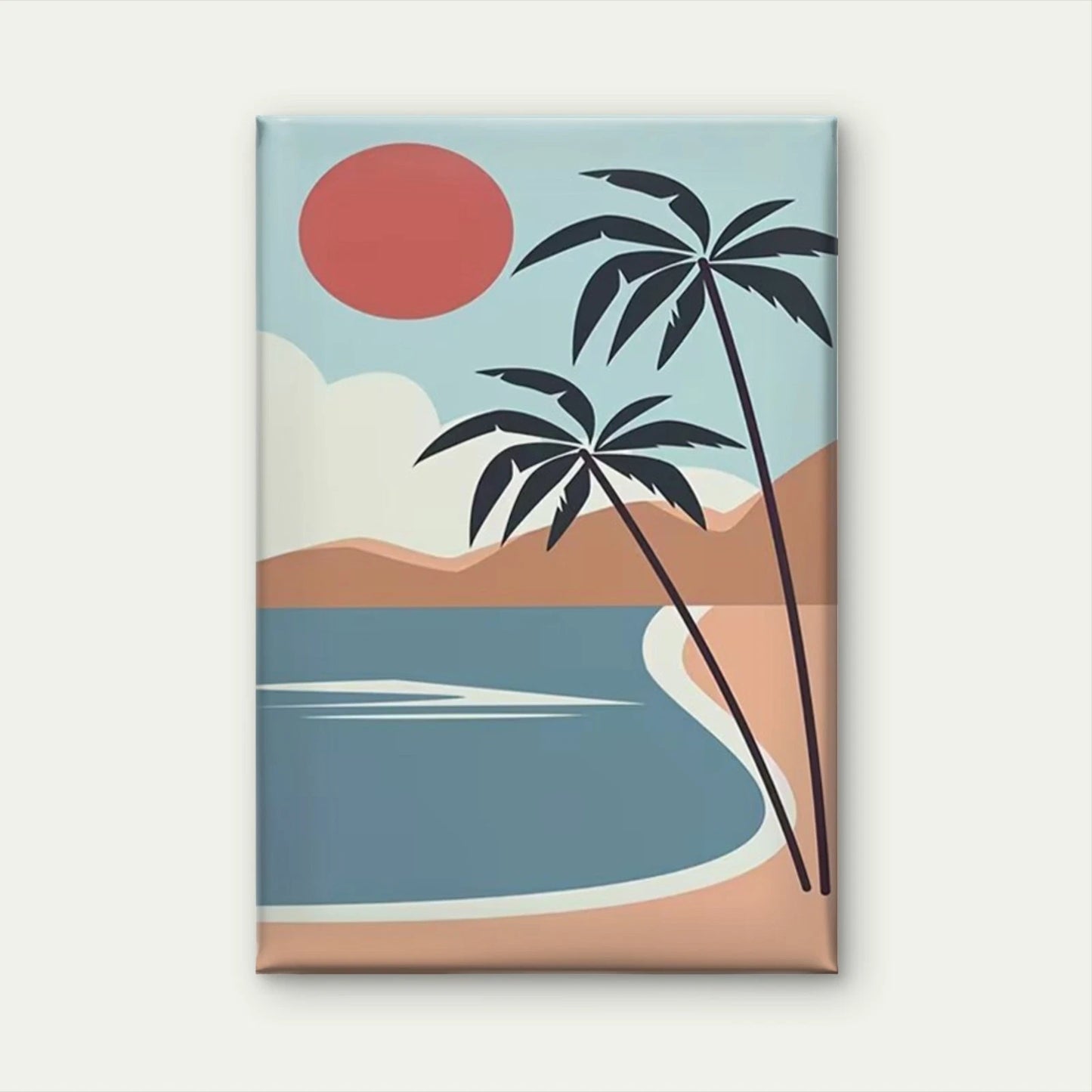 Tropical Scene with Palm Trees  60x90cm Metal Print Ready to Hang