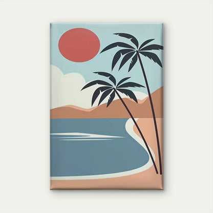Tropical Scene with Palm Trees  60x90cm Metal Print Ready to Hang