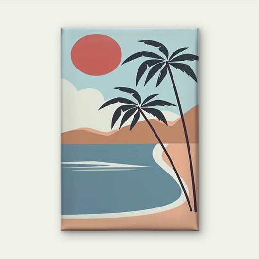 Tropical Scene with Palm Trees  60x90cm Metal Print Ready to Hang