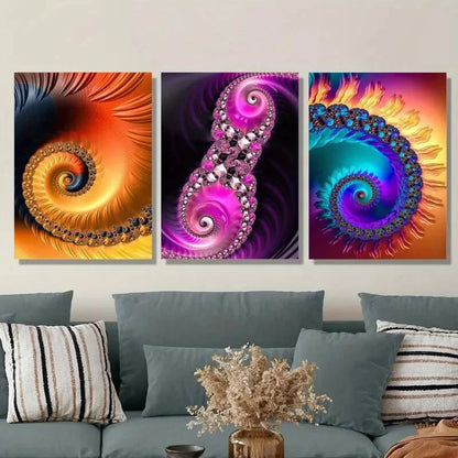 3pcs ,Abstract Swirl Prints Metal Print Ready to Hang Art