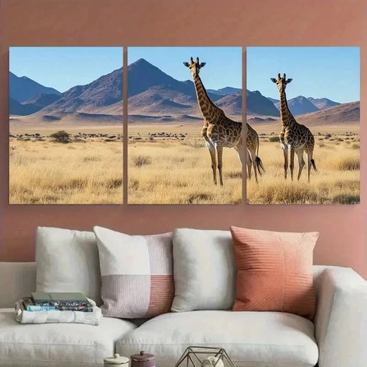 3pcs Namibia Safari Wildlife Nature Perfect Metal Print Ready to Hang Art