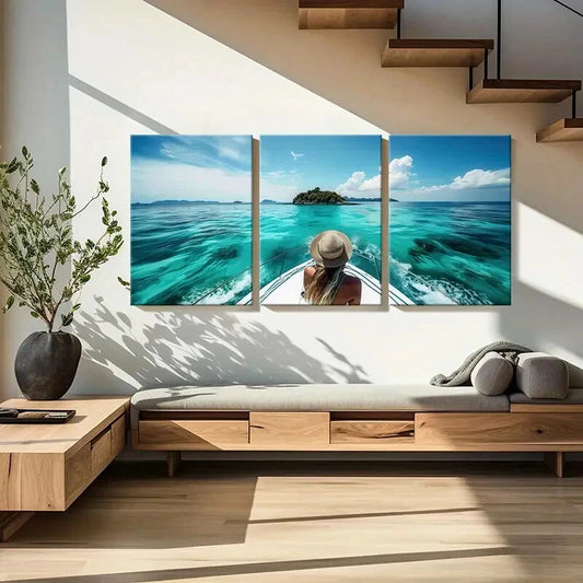 3pcs Turquoise Waters Island Paradise Travel Art Metal Print Ready to Hang Art
