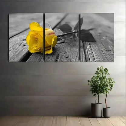 3pcs High-Definition Yellow Rose Poster Metal Print Ready to Hang Art