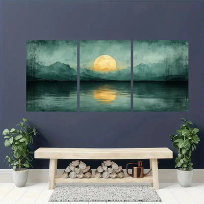 3pcs Abstract Sage Green Pastel Art Painting Metal Print Ready to Hang Art