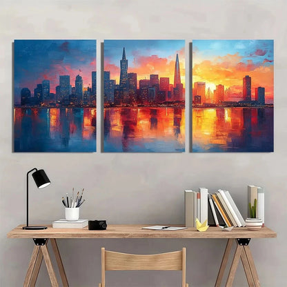 3pcs San Francisco City Skyline Metal Print Ready to Hang Art