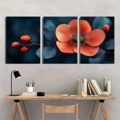 3pcs Dark Moody Wildflower Floral Botanical Metal Print Ready to Hang Art