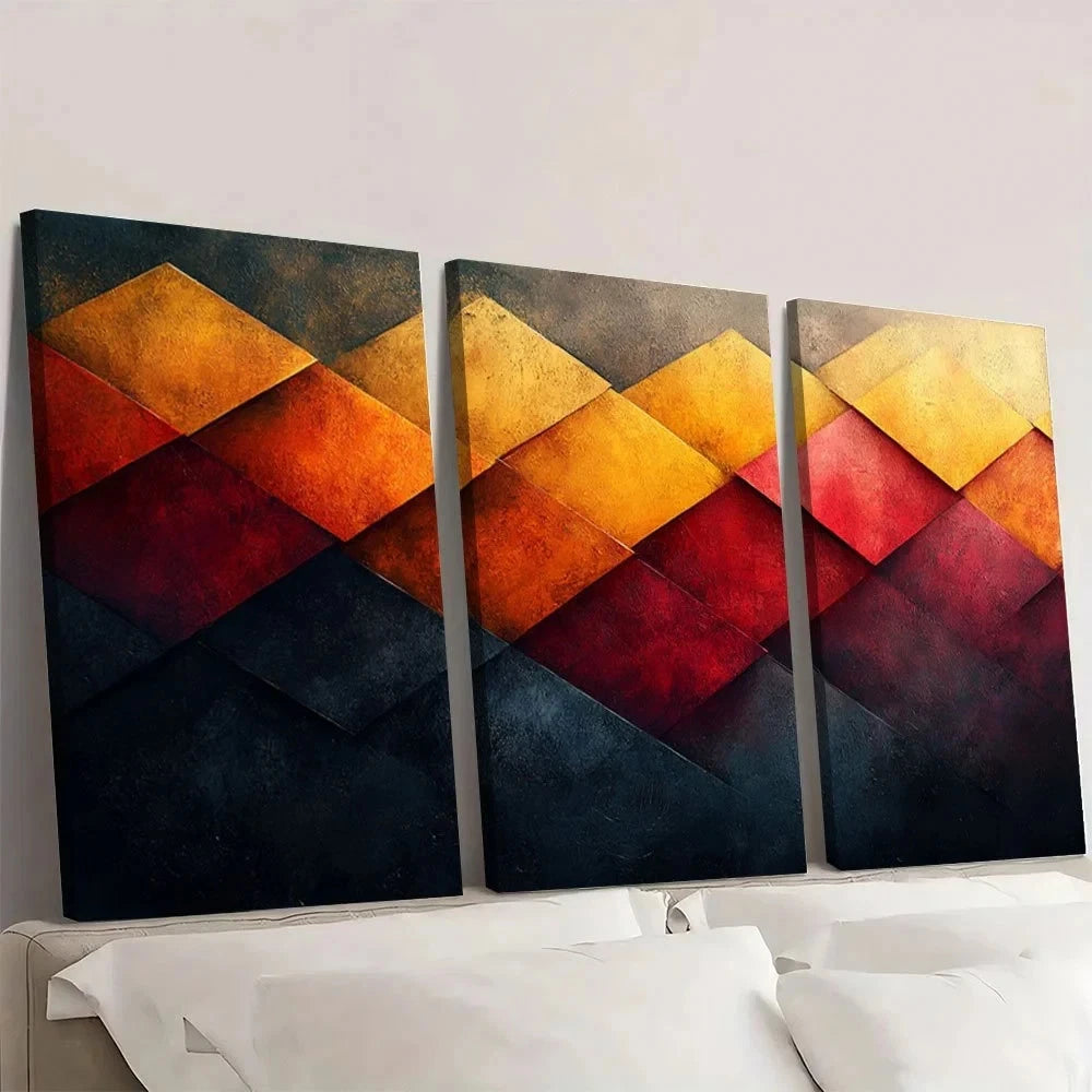 3pcs Modern Abstract Geometric Pattern Wall Art Set Canvas Framed 40x60cm - High Quality Print 100% Australian Made Wall Canvas Ready to Hang