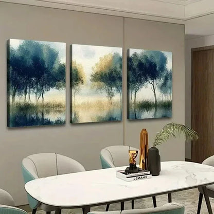 3pcs Sky Series Trees Reflection on Water Wall Art Canvas Unframed - High Quality Print 100% Australian Made Wall Canvas