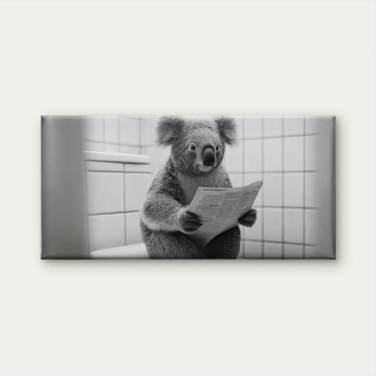 Koala Reading Newspaper Wall Art Canvas Office Home Room Framed 120x60cm