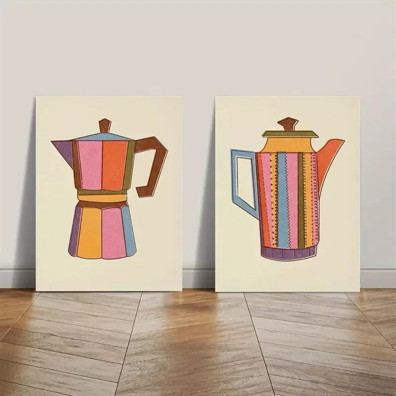 2pcs Decorative Painting, Retro Kitchen Canvas Framed 50x75cm - High Quality Print 100% Australian Made Wall Canvas Ready to Hang - Bella Home Decor