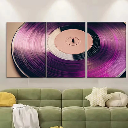3pcs Purple Retro Vinyl Record Metal Print Ready to Hang Art
