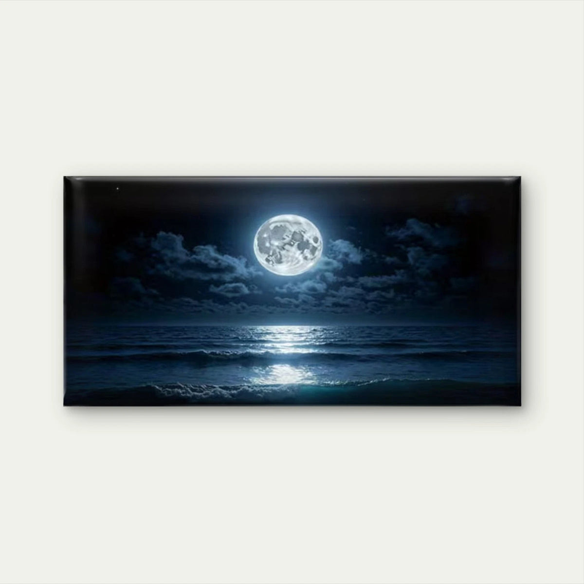Midnight Ocean Horizon Wall Art Canvas Office Home Room Framed 120x60cm