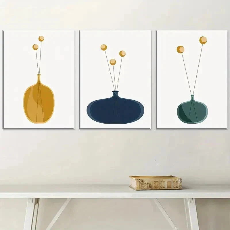 3pcs Light Luxury Vase Directly Perfect Wall Art Set Canvas Framed 40x60cm - High Quality Print 100% Australian Made Wall Canvas Ready to Hang