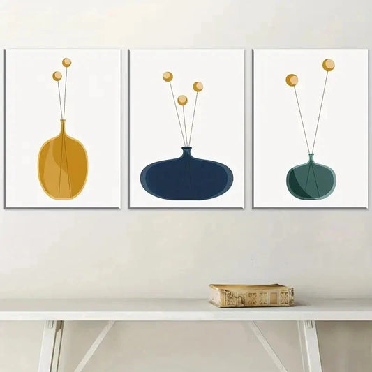 3pcs Light Luxury Vase Directly Perfect Wall Art Set Canvas Framed 40x60cm - High Quality Print 100% Australian Made Wall Canvas Ready to Hang
