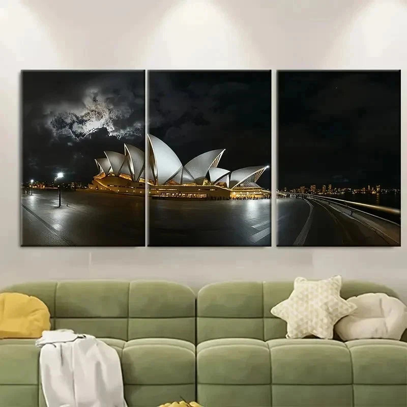 3pcs Sydney Opera House Travel Metal Print Ready to Hang Art
