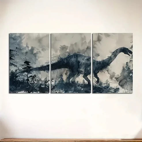 3pcs Dinosaur Wall Art Triptych Canvas Framed 60X90 cm - High Quality Print 100% Australian Made Wall Canvas Ready to Hang