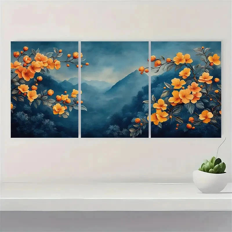 3pcs Vintage Inspire Botanical Textile Poster Art Metal Print Ready to Hang Art