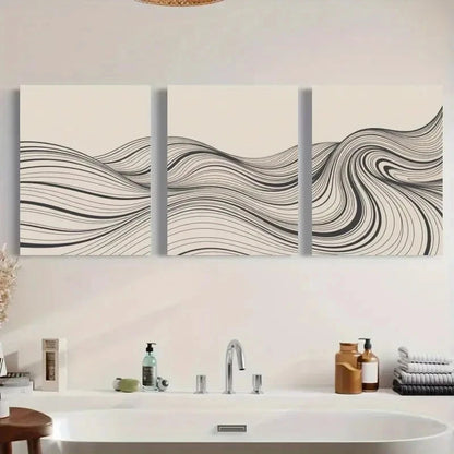 3pcs Flowing Lines Decorations Painting Metal Print Ready to Hang Art