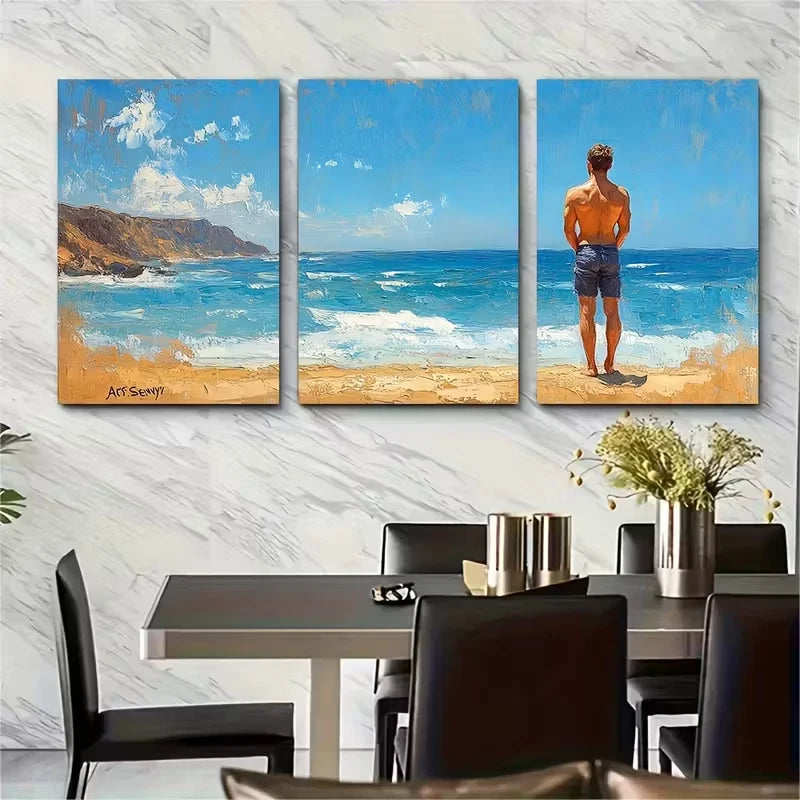 3pcs California Beach Metal Print Ready to Hang Art