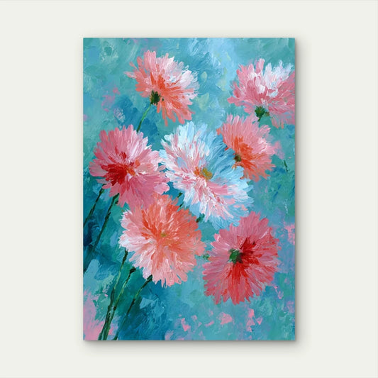 Floral Abstract with Pink Flowers 60x90cm Metal Print Ready to Hang