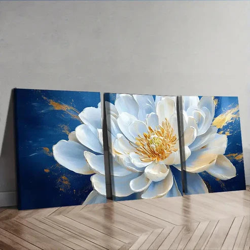3pcs Oversized white flowers Wall Art Set Canvas Unframed - High Quality Print 100% Australian Made Wall Canvas