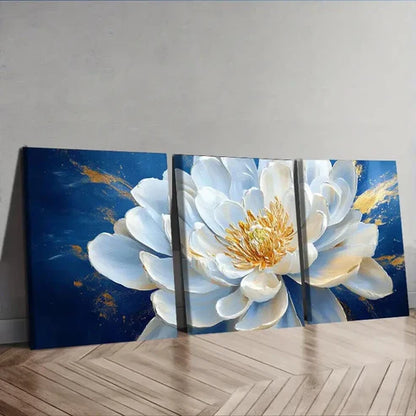 3pcs Oversized white flowers Wall Art Set Canvas Unframed - High Quality Print 100% Australian Made Wall Canvas