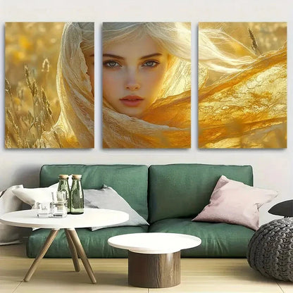3pcs Mythical White Women in Sunlit Design Metal Print Ready to Hang Art
