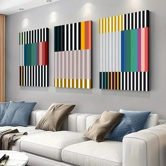 3pcs Abstract Geometric Set Canvas Framed 40x60cm - High Quality Print 100% Australian Made Wall Canvas Ready to Hang