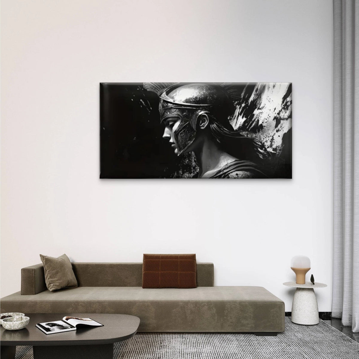 Black White Roman Soldiers Wall Art Canvas Office Home Room Framed 120x60cm