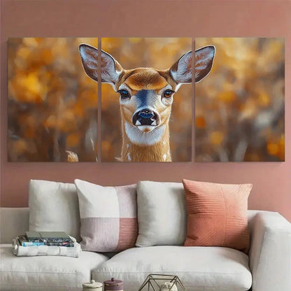 3pcs White Tailed Deer Wild Animal Illustration Metal Print Ready to Hang Art