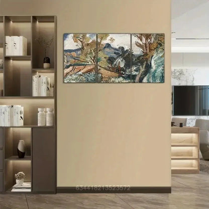 3pcs Versatile Wall Decor Oil Painting Style Metal Print Ready to Hang Art