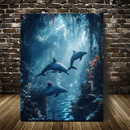 Mystical Jungle Theme with Vibrant Colors Painting 40x60cm Metal Print Ready to Hang