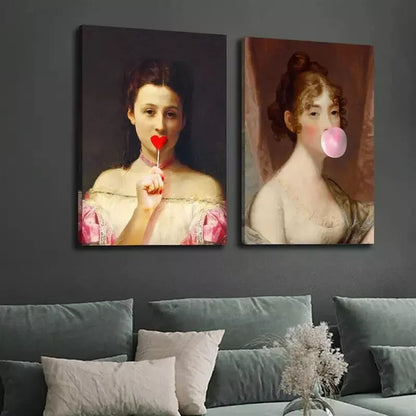 2pcs Sexy Art, Oil Painting Art Decoration, Victorian Art, Girl Canvas Framed 50x75cm - High Quality Print 100% Australian Made Wall Canvas Ready to Hang