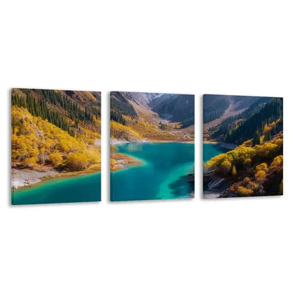3pcs Australian Emerald Green Lake Mountains  Wall Art Set Canvas Framed 60x90cm - High Quality Print 100% Australian Made Wall Canvas Ready to Hang