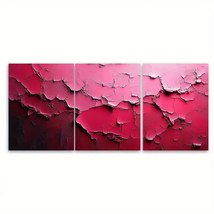 3pcs Mysterious Abstract Red Pink Metal Print Ready to Hang Art