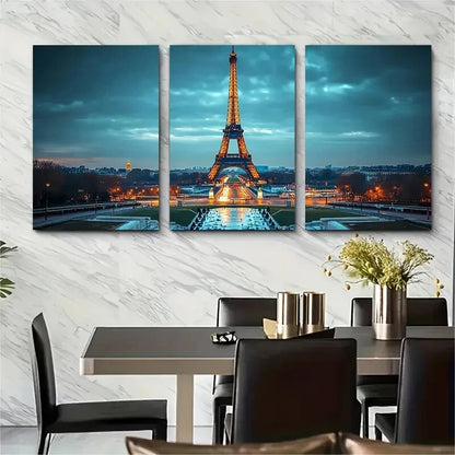 3pcs Vivid Blue Sky & Golden Illuminated Perfect Wall Art Set Canvas Framed 40x60cm - High Quality Print 100% Australian Made Wall Canvas Ready to Hang