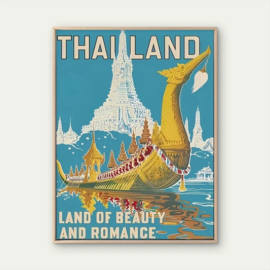 Thailand Romantic Land of Beauty and Romance Travel Poster Print Wall Art