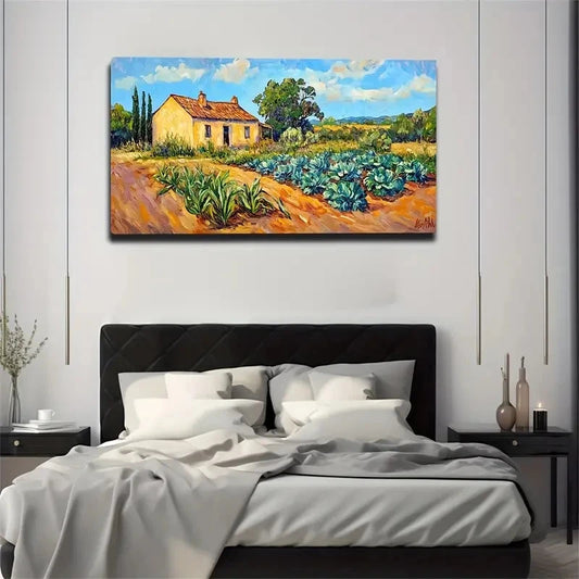 Rustic House Blooming Crop Wall Wall Art Canvas Office Home Room Framed 120x60cm