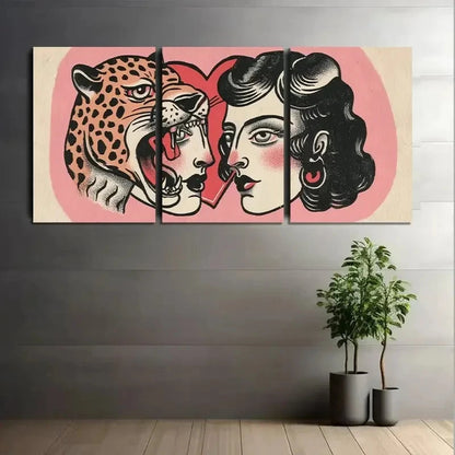 3pcs Vintage American Traditional Tattoo Flash Metal Print Ready to Hang Art