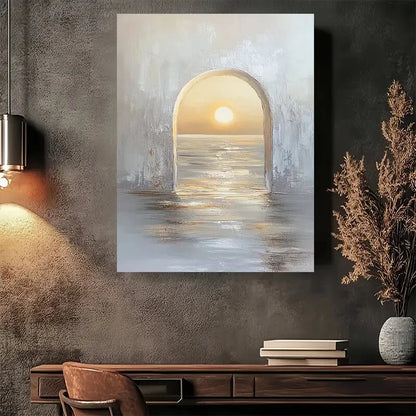 Beautiful Sunset Archway Serene Sunset Painting 40x60cm Metal Print Ready to Hang