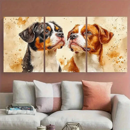 3pcs Watercolor Dogs Portrait Pet Memorial Metal Print Ready to Hang Art