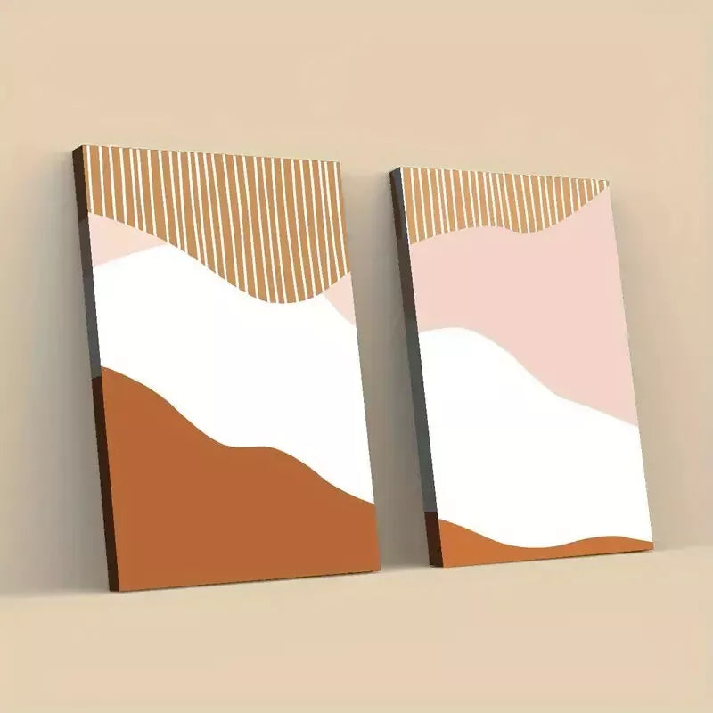 2pcs Orange White Abstract Modern Design Framed 50x75cm - High Quality Print 100% Australian Made Wall Canvas Ready to Hang