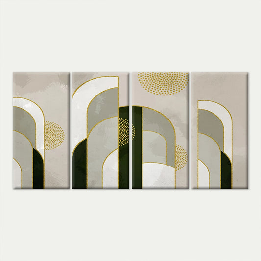 4pcs Modern Geometric and Gold Shapes Abstract Wall Art Canvas Framed 45x80cm - High Quality Print 100% Australian Made Wall Canvas Ready to Hang