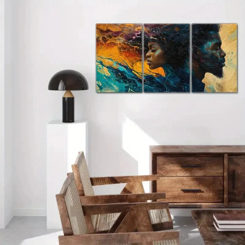 3pcs Black Couple Art Posters Exquisite Portrait Metal Print Ready to Hang