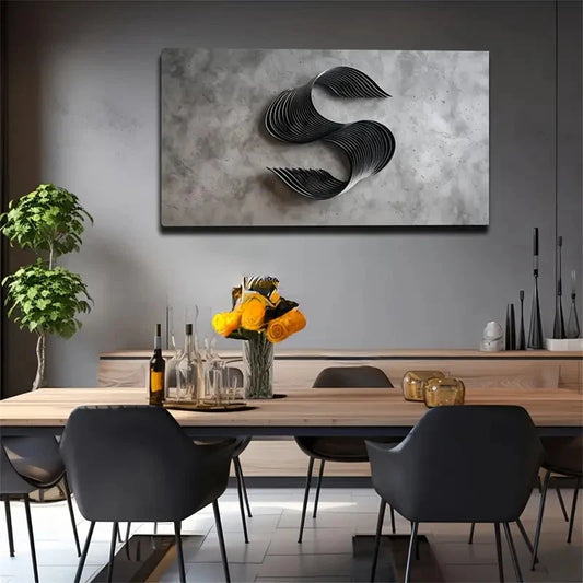 Minimalist Black & Gray Wall Art Canvas Office Home Room Framed 120x60cm